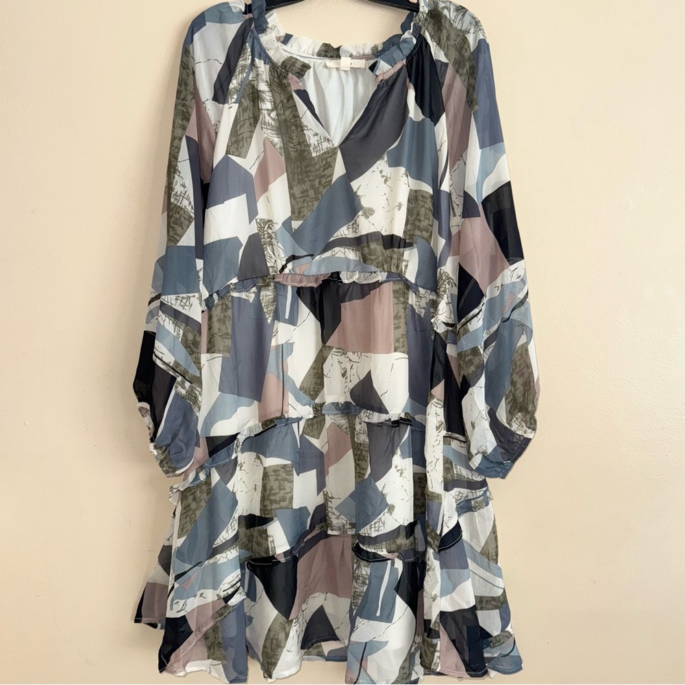 Entro Plus Size Abstract Patterned Swing Dress Si… - image 1